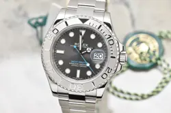 2018 ROLEX YACHT-MASTER 40MM DARK RHODIUM DIAL STEEL PLATINUM BEZEL 116622