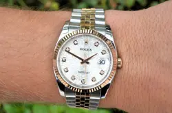 2009 ROLEX DATEJUST 36MM TWO TONE 18K EVEROSE GOLD DIAMOND JUBILEE DIAL 116231