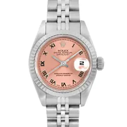 Rolex Datejust 26mm Gold Steel Jubilee Pink Roman Dial Ladies Watch 69174