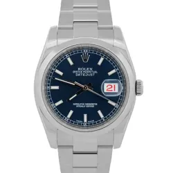 PAPERS ROLEX DATEJUST 36MM BLUE STAINLESS STEEL RED ROULETTE OYSTER 116200 BOX