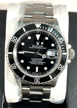 1987 ROLEX SUBMARINER  DATE 168000 - BLACK DIAL 40MM WATCH  TRIPLE ZERO