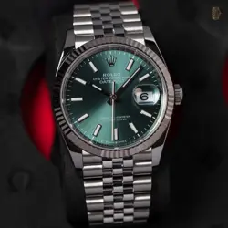 ROLEX DATEJUST 36MM 126234 MINT GREEN 18K GOLD BEZEL JUBILEE BRACELET COMPLETE