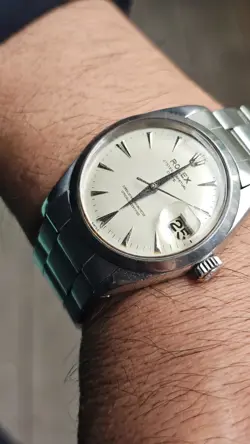 VINTAGE ROLEX OYSTER PERPETUAL  DATE 1500 SILVER DIAL MEN'S AUTOMATIC WATCH 1961