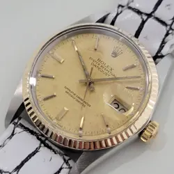 ROLEX OYSTER DATEJUST REF 16013 36MM 18K SS MENS 1970S AUTOMATIC SWISS RA393
