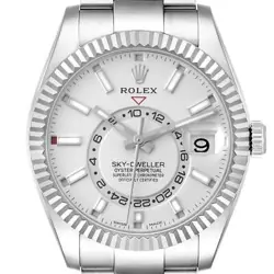 ROLEX SKY-DWELLER STEEL WHITE GOLD MENS WATCH 326934 BOX CARD