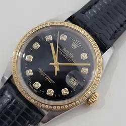 ROLEX OYSTER 16013 DATEJUST 36MM 18K SS MENS DIAMOND SET 1980S AUTOMATIC RA548