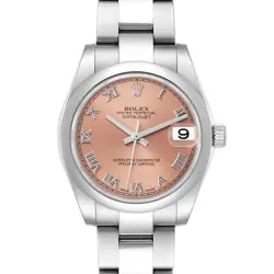 ROLEX MIDSIZE DATEJUST SALMON DIAL STEEL LADIES WATCH 178240 BOX PAPERS