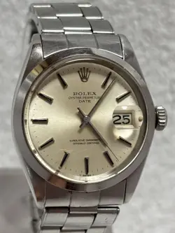 ROLEX OYSTER PERPETUAL DATE 1500 MENS AUTOMATIC SILVER DIAL 34MM