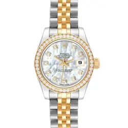 ROLEX DATEJUST STEEL YELLOW GOLD MOP DIAMOND LADIES WATCH 179383