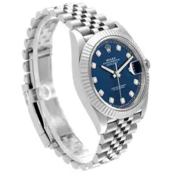 ROLEX DATEJUST 41 STEEL WHITE GOLD BLUE DIAMOND DIAL MENS WATCH 126334