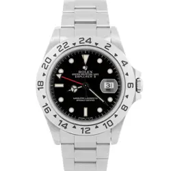 PAPERS UNPOLISHED ROLEX EXPLORER II 40MM BLACK STEEL GMT WATCH 16570 BOX