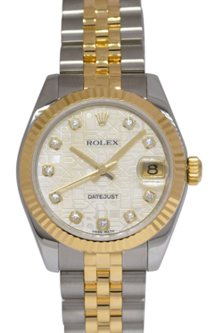 ROLEX DATEJUST 18K YELLOW GOLD/STEEL MOP JUBILEE DIAMOND 31MM WATCH D 178273