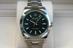 ROLEX 116400GV MILGAUSS WATCH BLACK DIAL GREEN CRYSTAL