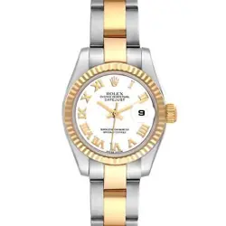 ROLEX DATEJUST STEEL YELLOW GOLD WHITE ROMAN DIAL LADIES WATCH 179173