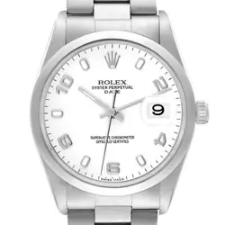 ROLEX DATE WHITE DIAL OYSTER BRACELET STEEL MENS WATCH 15200