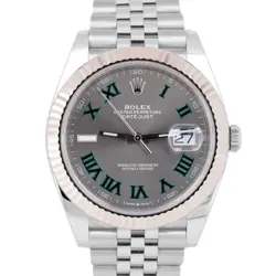 STICKERED PAPERS ROLEX DATEJUST 41MM WIMBLEDON JUBILEE FLUTED 126334 WATCH BOX