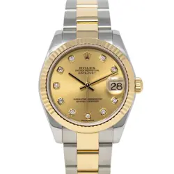 ROLEX DATEJUST 31, 178273, STEEL & GOLD, CHAMPAGNE DIAMOND DIAL, OYSTER BRACE...
