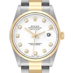 ROLEX DATEJUST STEEL YELLOW GOLD WHITE DIAL MENS WATCH 16203
