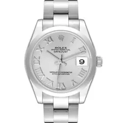ROLEX DATEJUST MIDSIZE 31 SILVER DIAL STEEL LADIES WATCH 178240 BOX CARD