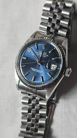VINTAGE ROLEX DATEJUST 1601 BLUE DIAL MEN'S AUTOMATIC WATCH 1969