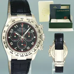 MINT 2010 ROLEX DAYTONA WHITE GOLD 116519 BLACK RACING LEATHER WATCH BOX