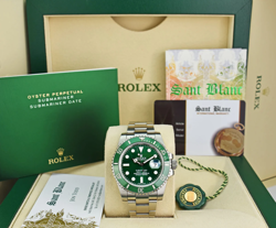 ROLEX 40MM STAINLESS STEEL SUBMARINER GREEN 