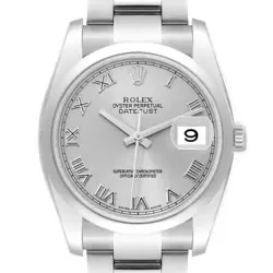 ROLEX DATEJUST SILVER ROMAN DIAL STEEL MENS WATCH 116200