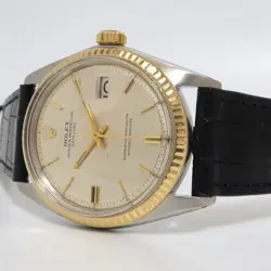 ROLEX DATEJUST 36 18KT YELLOW GOLD & STAINLESS STEEL SILVER LINEN DIAL 1603