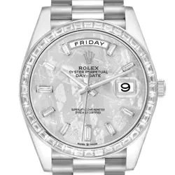 ROLEX DAY-DATE 40 PRESIDENT PLATINUM METEORITE DIAMOND MENS WATCH 228396