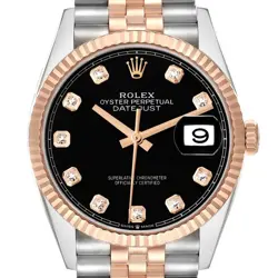 ROLEX DATEJUST 36 BLACK DIAL STEEL ROSE GOLD MENS WATCH 126231