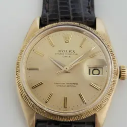 ROLEX OYSTER PERPETUAL DATE 1503 35MM MENS 18K SOLID GOLD 1960S AUTOMATIC RJC156
