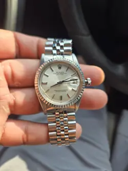 74 ROLEX DATEJUST 1603 SILVER SIGMA DIAL SS JUBILEE NO PAPERS 36MM DOES NOT WORK