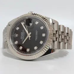 ROLEX DATEJUST 41 FACTORY BLACK DIAMOND DIAL JUBILEE STAINLESS STEEL 126334