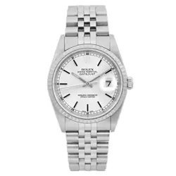 ROLEX DATEJUST 36MM NO HOLES STEEL SILVER DIAL AUTOMATIC MENS WATCH 16234