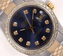 ROLEX DATEJUST 36MM TWO-TONE JUBILEE DIAMOND BEZEL NAVY BLUE DIAMOND DIAL