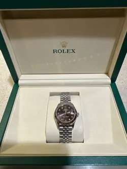 ROLEX 31 MM DATEJUST LADIES GREY DIAL WITH DIAMONDS WHITE GOLD BEZEL STEEL JUBIL