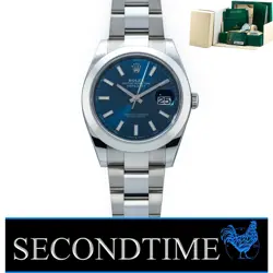 1 ROLEX DATEJUST 126300 BLUE STICK DIAL SMOOTH BEZEL OYSTER BRACELET