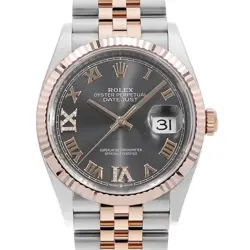 ROLEX DATEJUST 36 VI/IX DIAMOND 126231 SLATE (DARK RHODIUM/GREY) ROMAN 5-ROW...