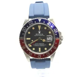 ROLEX STAINLESS STEEL VINTAGE GMT MASTER BLUE/RED WITH RUBBER BAND