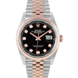 ROLEX DATEJUST BLACK DIAMOND DIAL 36MM STEEL & ROSE GOLD