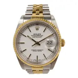 ROLEX DATEJUST AUTOMATIC WATCH 16233 18K YELLOW GOLD/STAINLESS STEEL WHITE