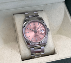 ROLEX DATEJUST 36MM PINK DIAL WATCH - 2008 - 116200 - FULL SET