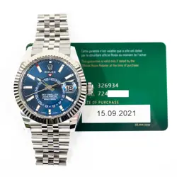 2021 ROLEX SKY-DWELLER, 326934, 42MM, STEEL & WHITE GOLD, BLUE DIAL, JUBILEE ...