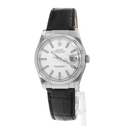 Rolex Datejust 36 116139 White Index 18k White Gold Leather Mens Watch 2011