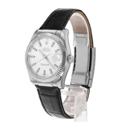 Rolex Datejust 36 116139 White Index 18k White Gold Leather Mens Watch 2011