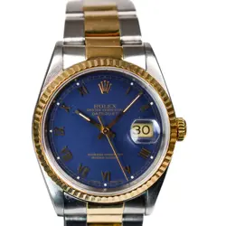 ROLEX DATEJUST 1990 E SERIAL REF 16233 BLUE ROMAN DIAL SAPPHIRE 3135 FULL SET