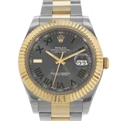 ROLEX DATEJUST 41 116333 WIMBLEDON STEEL 18K YELLOW GOLD OYSTER MENS WATCH
