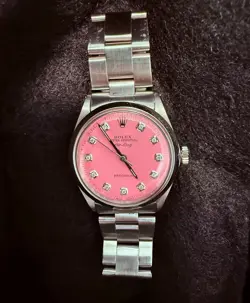 ROLEX AIRKING PINK DIAMOND SS MENS LADIES WATCH