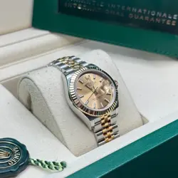 Rolex Lady-Datejust Champagne Index Two Tone Yellow Gold Fluted Bezel Jubilee