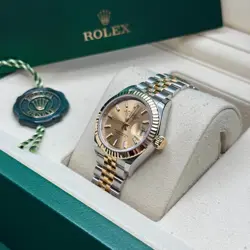 Rolex Lady-Datejust Champagne Index Two Tone Yellow Gold Fluted Bezel Jubilee